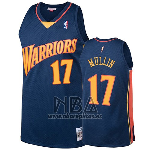 Camiseta Golden State Warriors Chris Mullin NO 17 2009-10 Hardwood Classics Azul